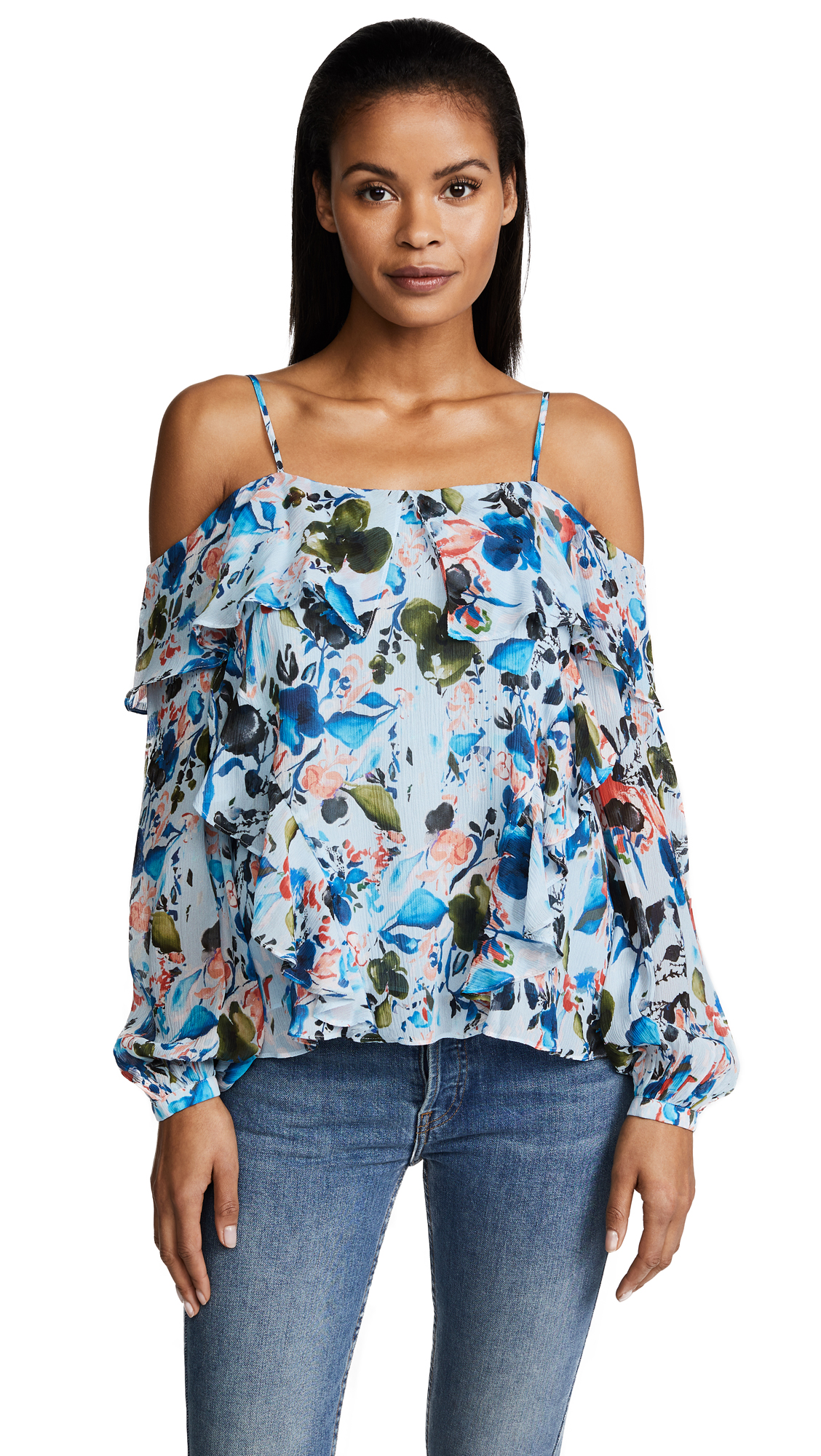 Floral Cold Shoulder Blouse Top